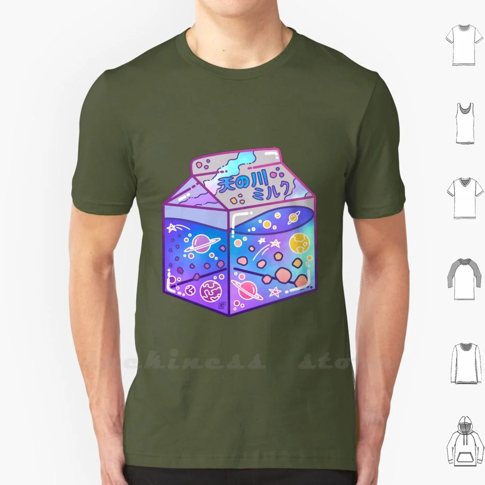 Milky Way Milk Carton T Shirt 6Xl Cotton Big Size Space Galaxy Galaxy Aesthetic Kawaii Japanese Aesthetic Stars Planets