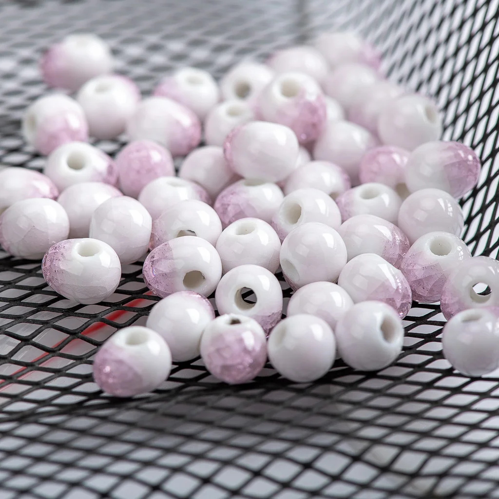 6# 8# 100pcs Ice Cracked Porcelain Ceramics Beads For Jewelry Making Wholesale #A503A