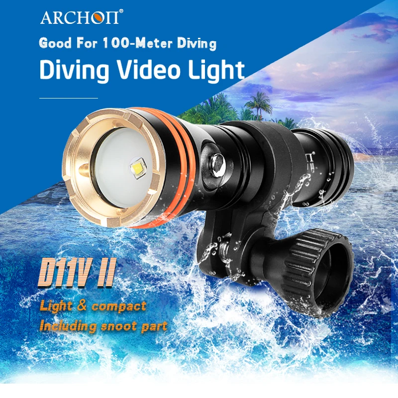 D11V II warm white HD diving video lights diving flashlight spot lighting Underwater 100m diving photography fill lighting torch