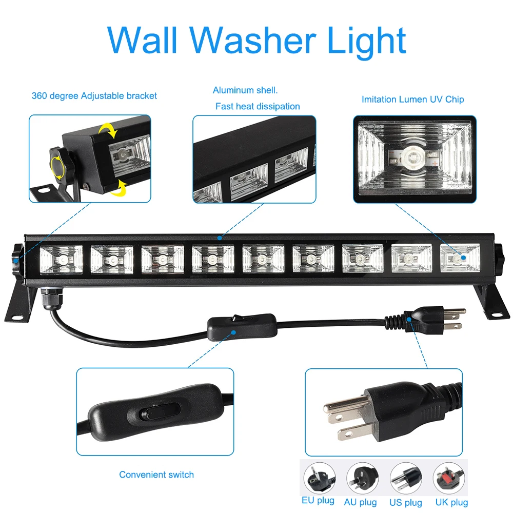 Imagem -03 - Luz uv da Fase da Lâmpada 36w Fluorescente da Fase da Luz de Inundação 385400nm Blacklight uv da Fase de Festa para Partidos Ktv