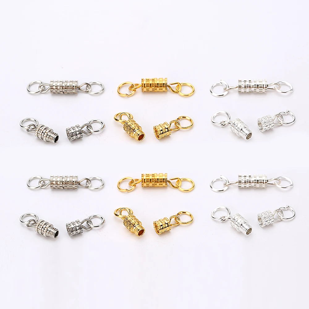 

20pcs 4*14mm Copper Screw Clasps DIY Necklace Accessories Metal Jump Rings Cord End Connectors Clasps Hooks Supplies For Jewelry