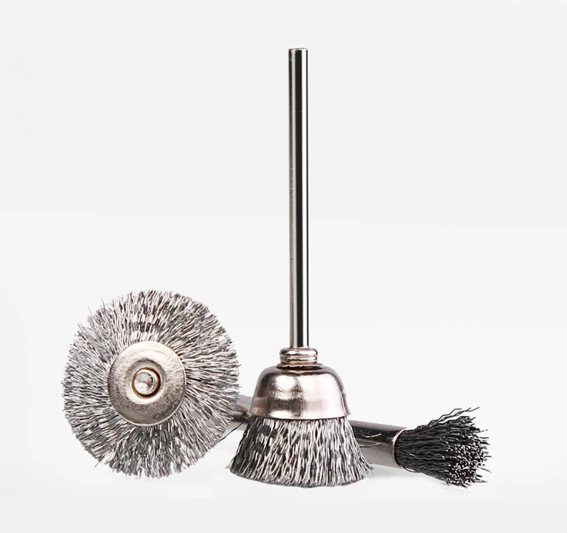 

Steel Wire Brush 2.35mm Shank Wire Brush Buffing Wheel Jade Cleaning Deburring Grinding Rotary Tool Accessories