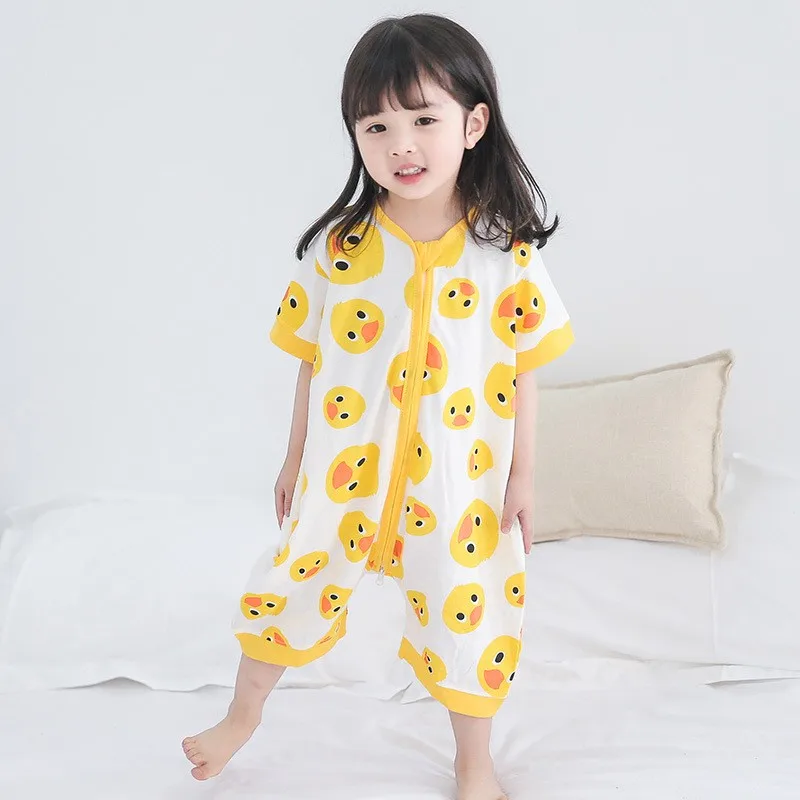 Children cartoon sleeping bag new summer short-sleeved home clothes for men and women baby comfortable pajamas crawl clothes