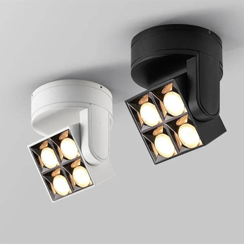 Dimmable Rotatable Angle SquareAnti-Glare LED spotlights COB Ceiling Surface mounted AC85-265V Bedroom Kitchen Indoor lighting