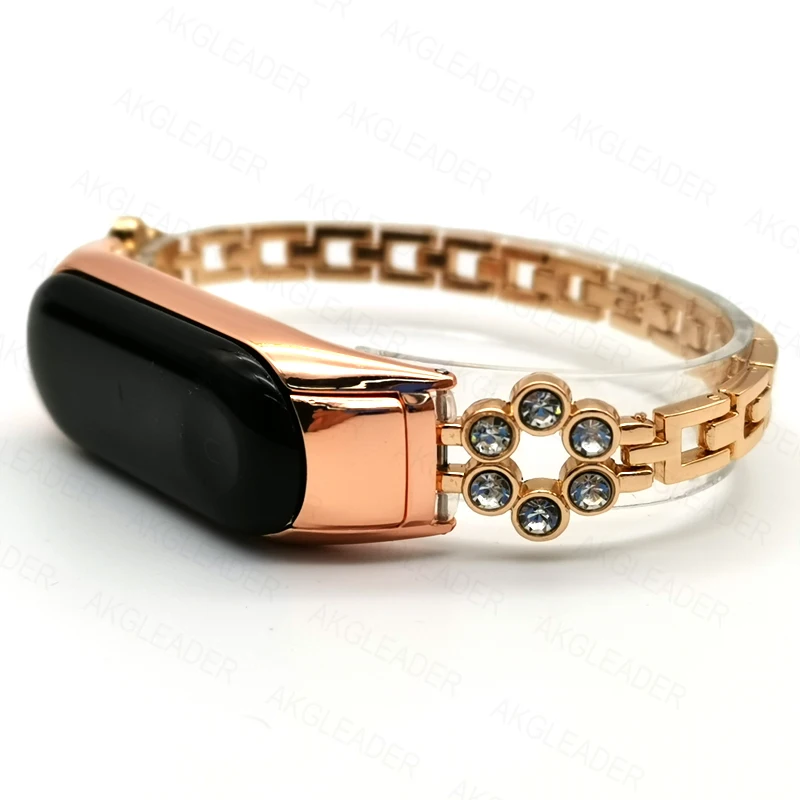 For Miband 5 Lady's Watch Bracelet Stainless Steel Wrist Strap For Xiaomi Band 3 4 With Diamond Watchband Correas De Reloj