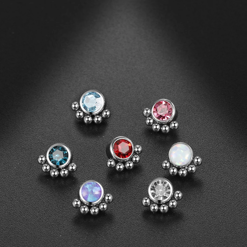 1PC Stainless Steel Microdermal Piercing Crystal Dermal Anchor Piercings Top Dermal Anchor Skin Diver Surface Piercing