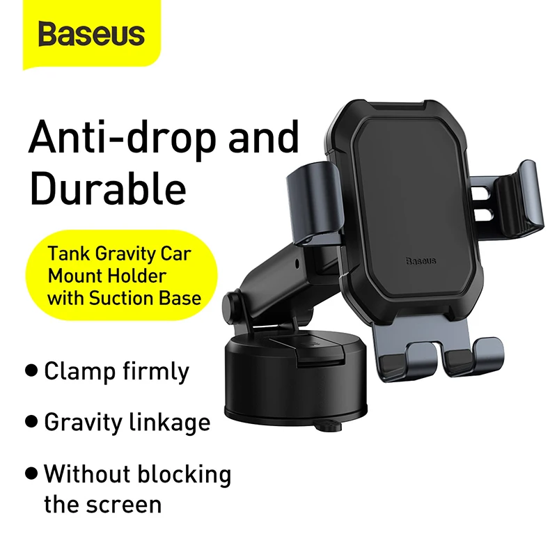 Baseus Gravity Car Phone Holder Suction Cup Adjustable Universal Holder Stand in Car GPS Mount For iPhone 13 12 Pro  Xiaomi POCO