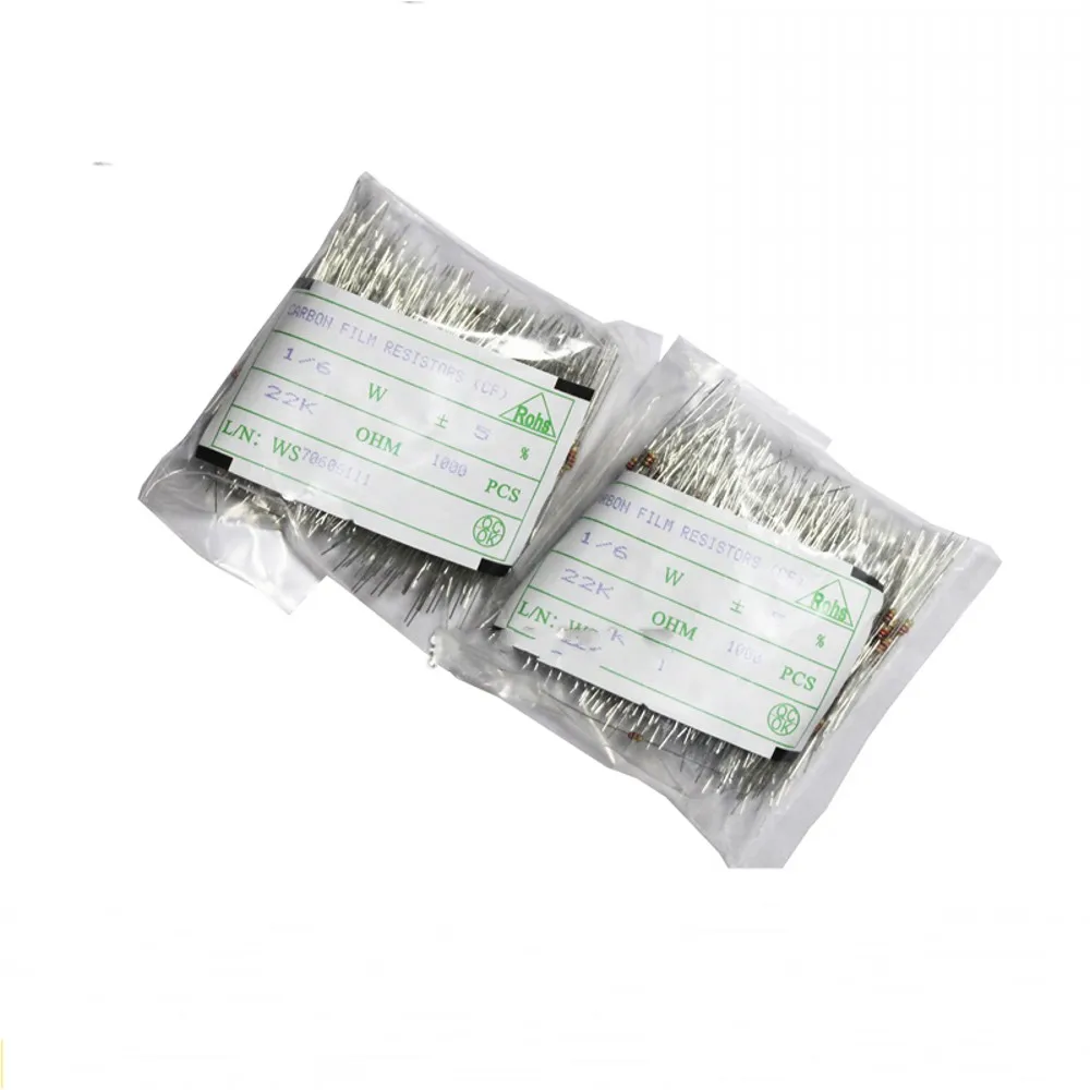 

1000 PCS 1/6W 1/8W 0.125W 5% carbon Film Resistors 1R 2R 3R 4.7R 10R 22R 47R 100R 220R 330R 470R 1K 4.7K 6.8K 8.2K 10K 100K 1M