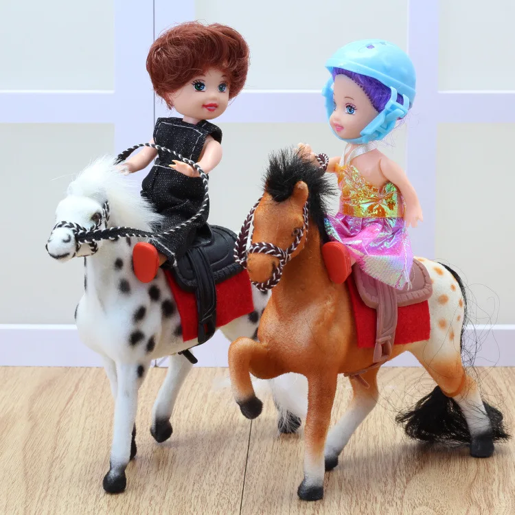 Pretty Doll Toy Running Horse Princess Doll Riding Horse Toy  Cute Little Horse White Black Brown Red Different Posture Styles