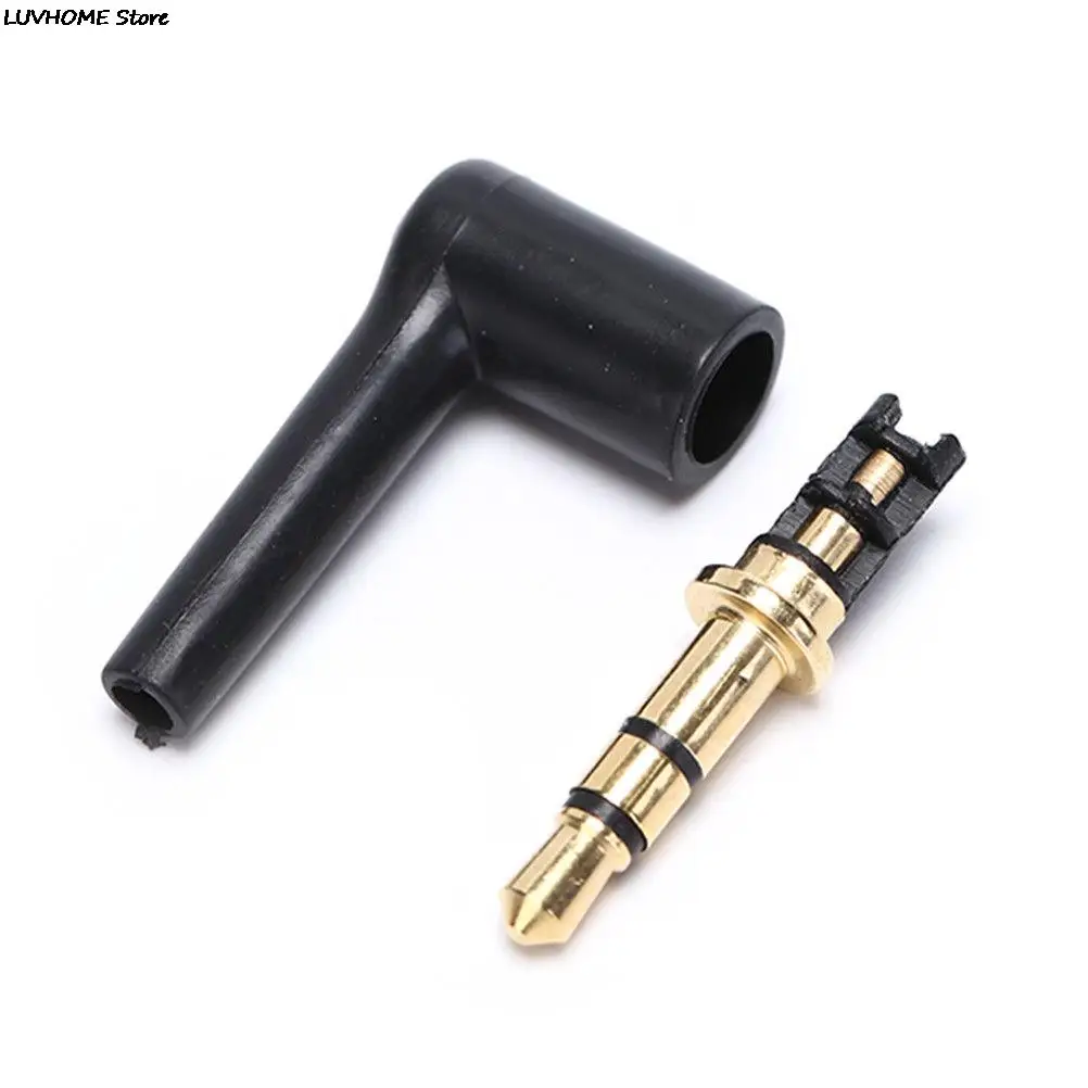 Male 90 right angle degree Jack Soldering 3/4 Pole 3.5mm L-shaped stereo headphone Plug Repair Earphones