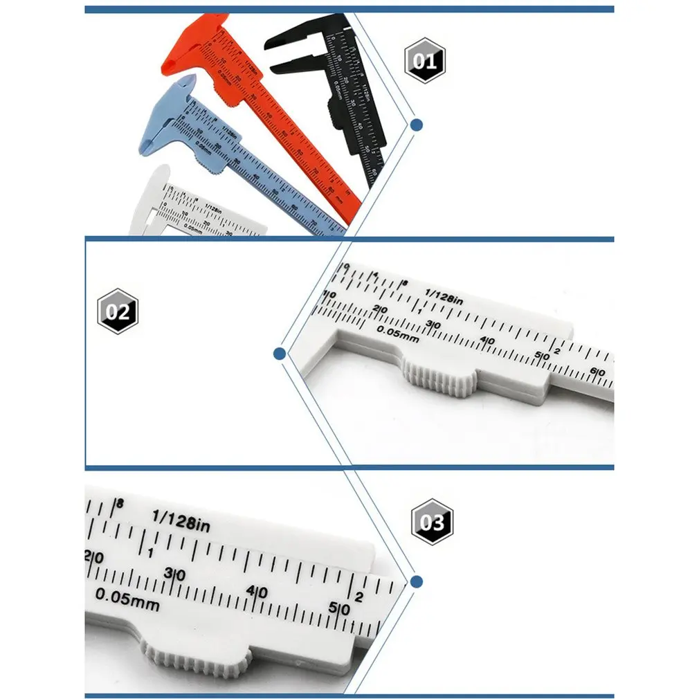 Mini plástico Vernier Caliper Gauge, ferramentas de medição precisas, Régua padrão, micrômetro, 80mm