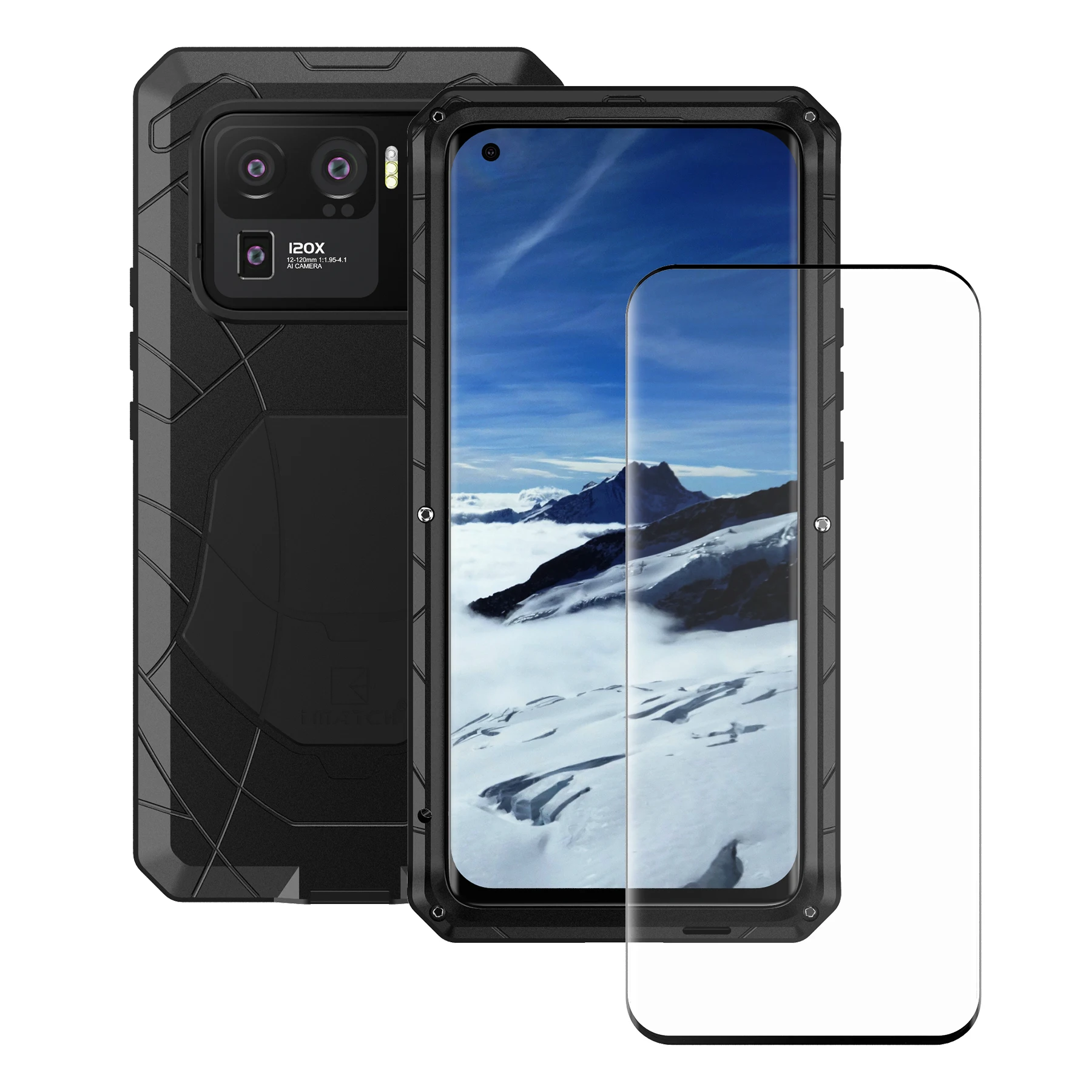 Hard Aluminum Metal armor Phone Case for Xiaomi Mi 11 Ultra Shockproof Cover with Tempered Glass Gift Phone Accessories