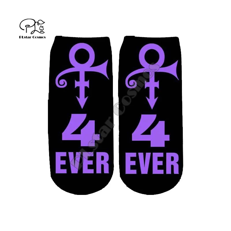 PLstar Cosmos Popular Singer Prince Rogers Nelson Purple HipHop 3DPrint Women/Men Unisex Cotton Funny Casual Short Ankle Socks 4