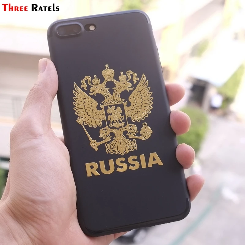 Three Ratels MT-020# 80*60mm 1-2 Pieces Russia Coat Of Arms Metal Golden Nickel Car Sticker Auto Car Stickers