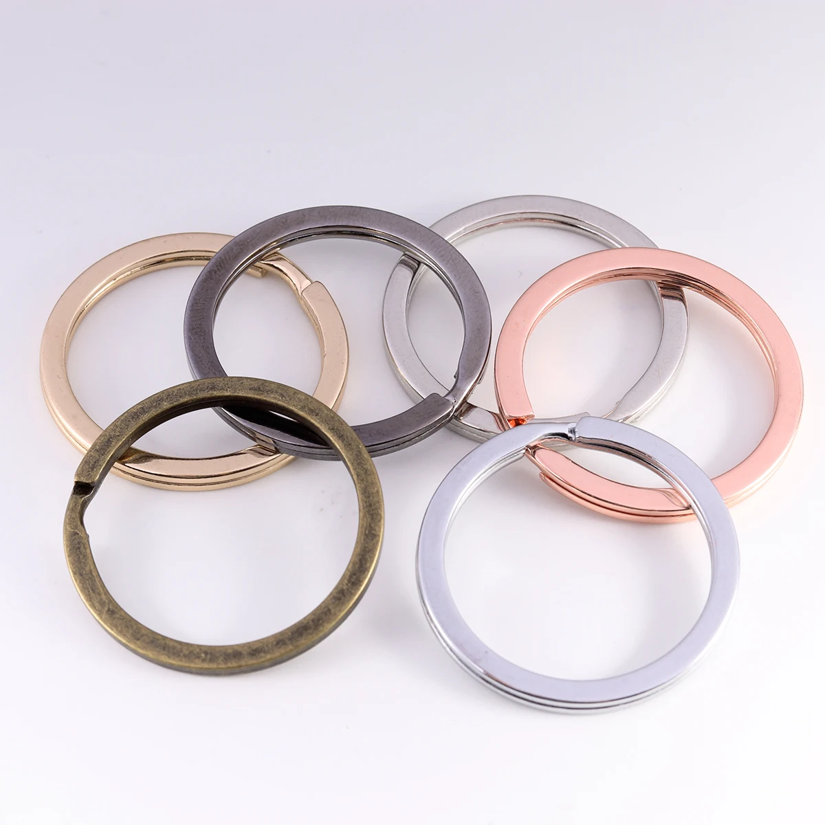 10pcs Metal Plating Rose Gold 25/28/30mm Round Single Keyring For DIY Jewelry Making Key Ring Accessories
