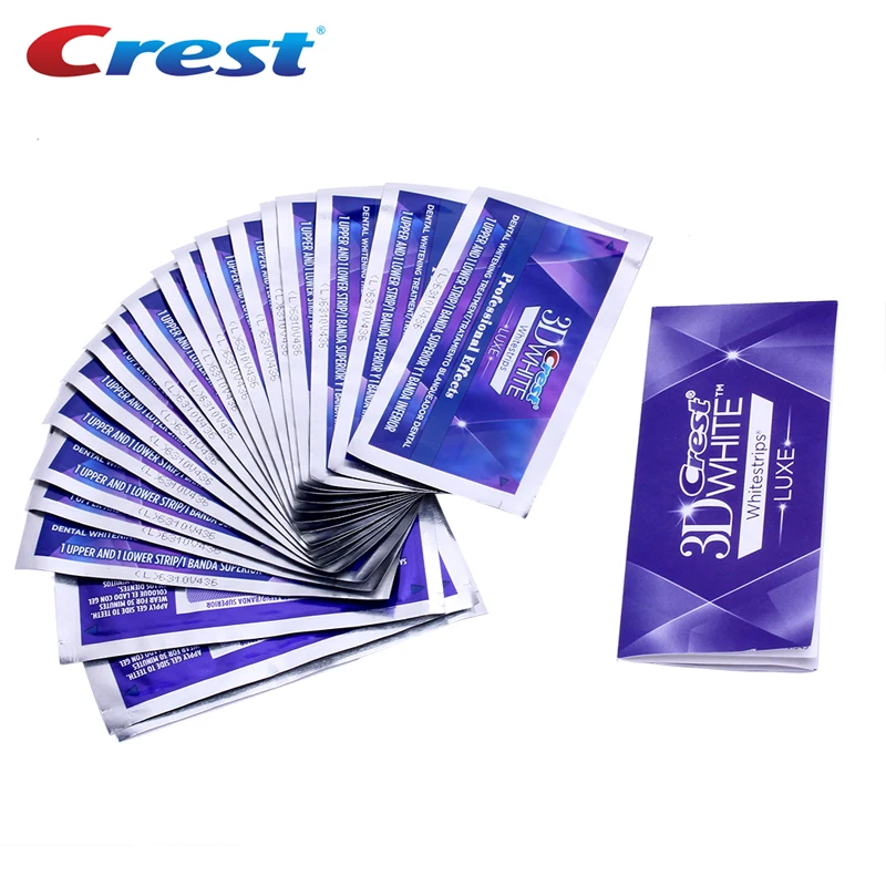 Crest 3D LUXE-tiras blanqueadoras para higiene bucal, Kit de blanqueamiento dental, efectos profesionales, carillas sonrientes