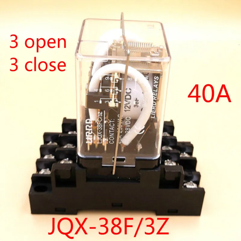 JQX-38F/3Z high power 3 open 3 close relay 12V 24V high current  intermediate  three phase electromagnetic relay 40A