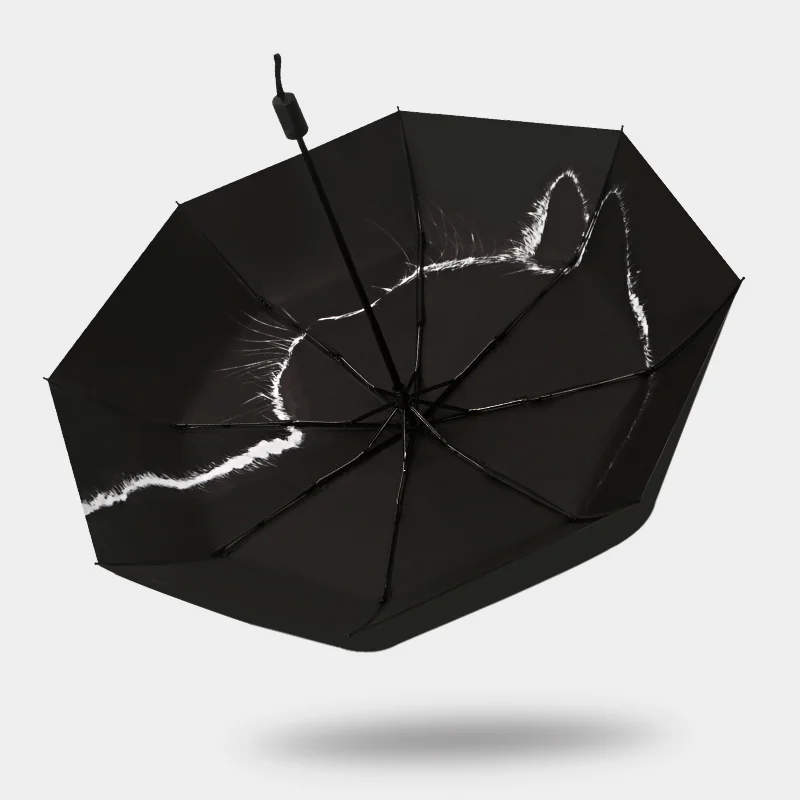 Black Cat Umbrella For Men Full-automatic Rain&sun Umbrella  Personality Creative Cartoon Paraguas Hombre