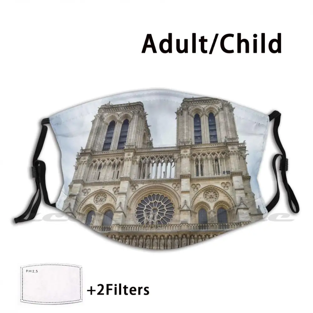 Notre-Dame Cathedral Mask Cloth Reusable Print Filter Washable Notre Dame Notre Dame Cathedral Cathedral Church Catholic