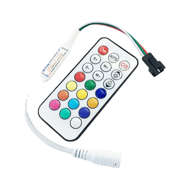 1pcs Dream Color 5-24V RF Mini LED Controller 21keys WS2812B Streamer Lights USD Or DC Head Control Wireless Remote Control