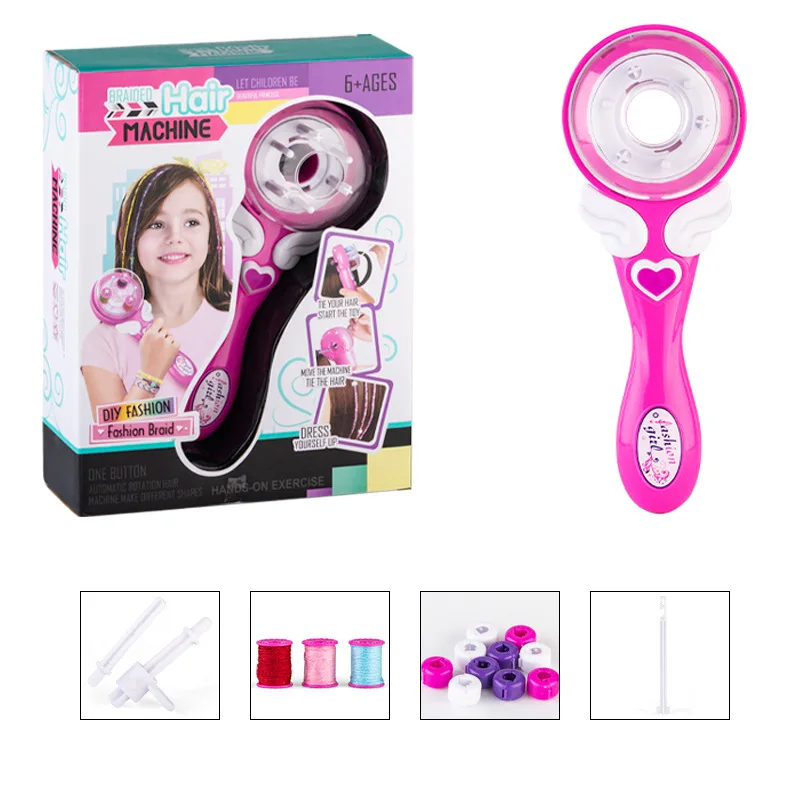 Girls Electric Automatic Hair Braid DIY Stylish Hairstyle Tool Weave Roller Pretend Kids Toy set Gift