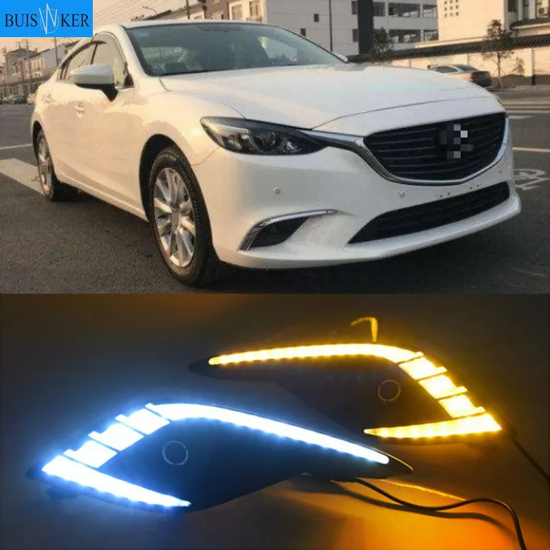 

Turn Signal Light and dimming style Relay 12V LED car DRL daytime running light with fog lamp hole for Mazda 6 Atenza 2016-2018