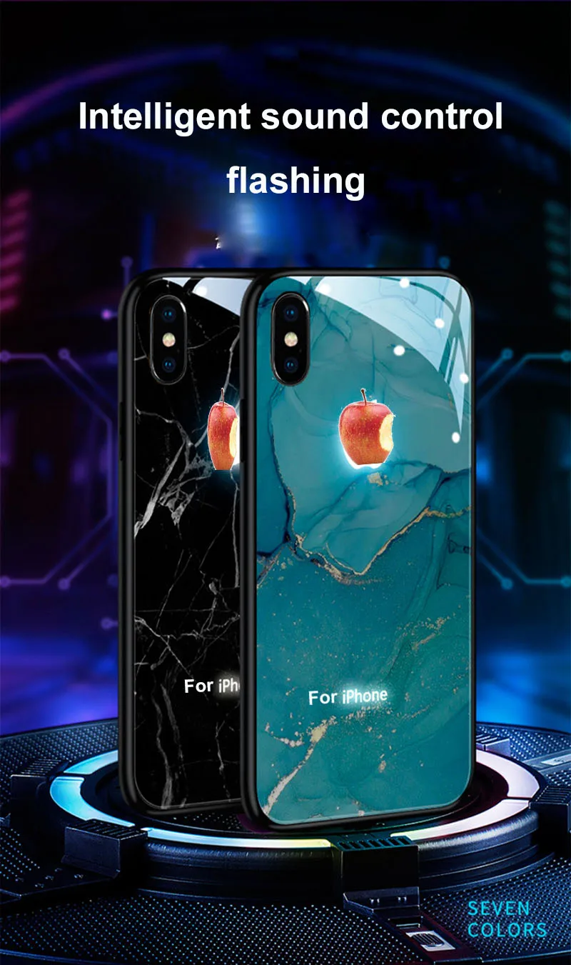 Marble grain Sound Acoustic Control Tempered Glass Phone Cover for Apple iPhone 11 Pro Max X XS MAX XR 12 Mini 6S 7 8 Plus   #f0