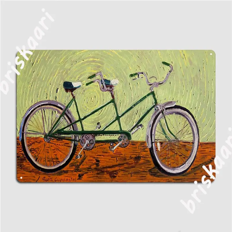 Green Tandem Bicycle Metal Signs Club Home Club Bar Designing Plates Tin sign Posters