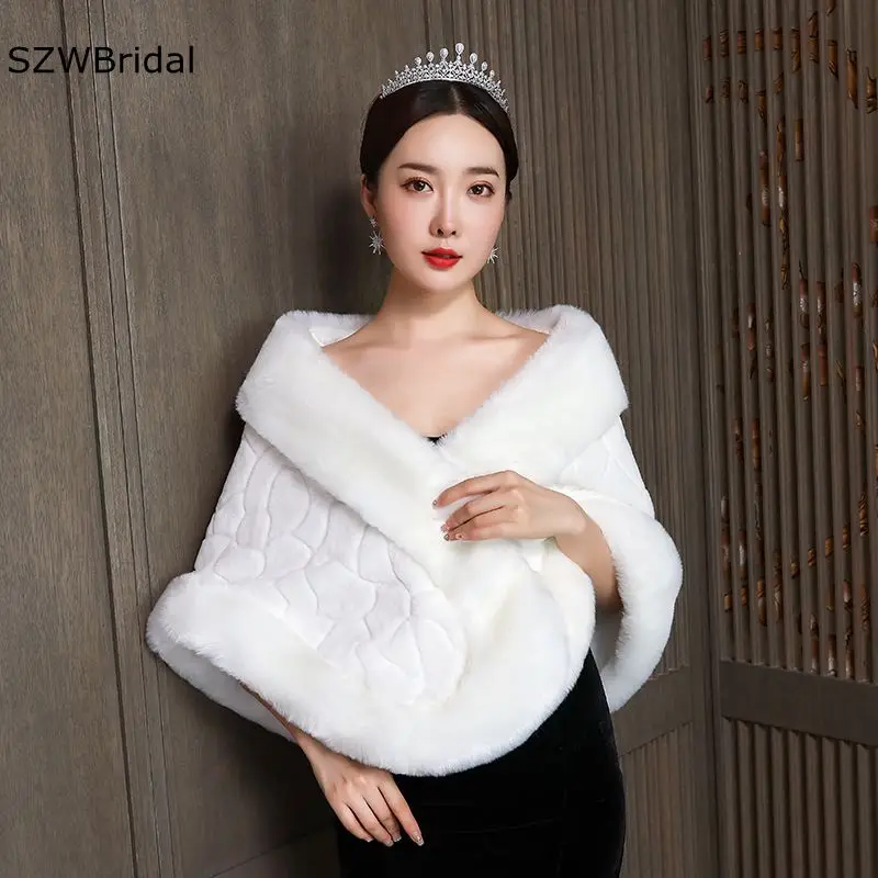 New Arrival Robe Bolero women Faux fur coat Bridal fur shawl wedding Capa mariage femme Shrugs for women Cheap Wedding jacket