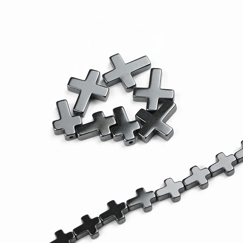 UPGFNK Natural Stone Cross Black Hematite Spacer Beads 4/6/8/10/14mm charm Loose beads For Jewelry making bracelet DIY Findings