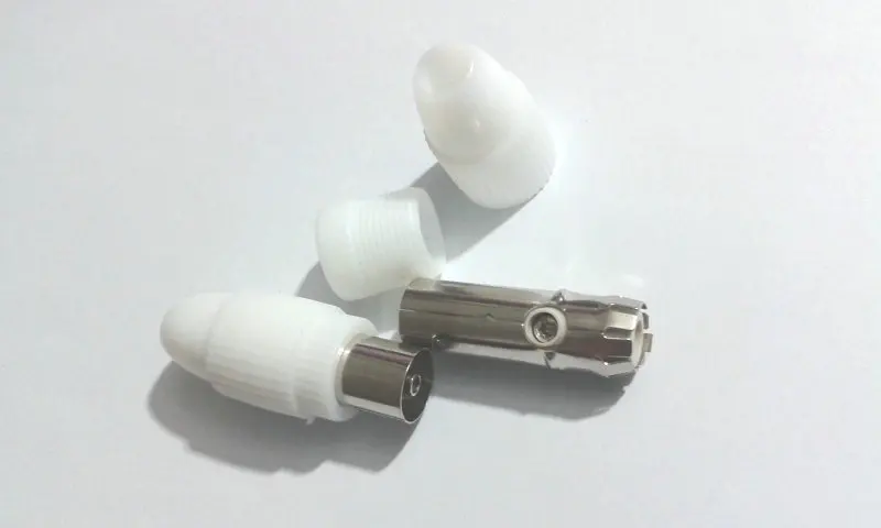 100 PCS white RF Antenna CATV TV Cable Female Plug Connector PAL Length 40 mm New