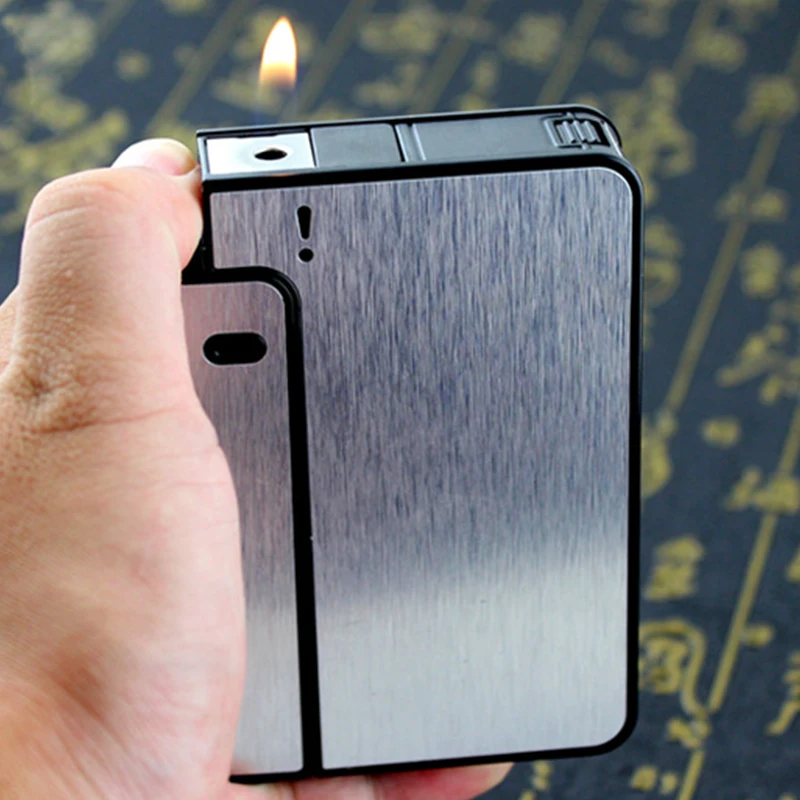 Lighter Case Portable Metal Cigarette Case 10pcs Cigarettes Holder Box Creative Fuel Lighter Automatic Windproof Gadget For Men