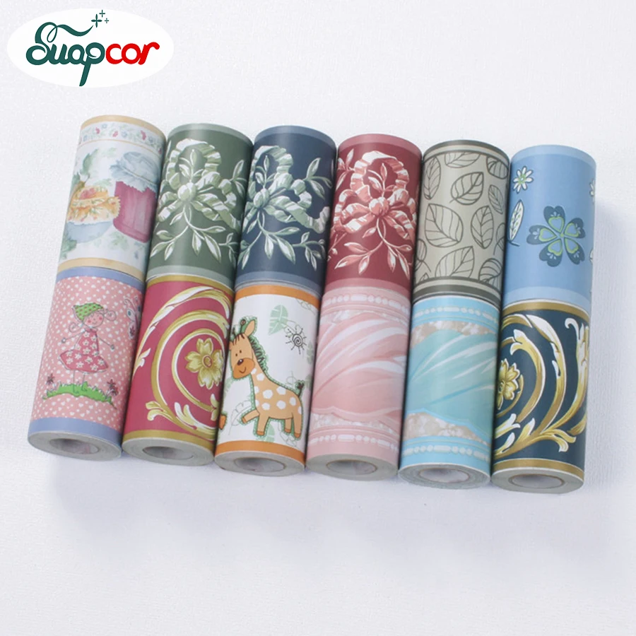 

PVC Self-Adhesive Waistline Tile Stickers Pastoral Room Wall Art Decoration Bathroom Kitchen Toilet Waterproof Border Wallpaper