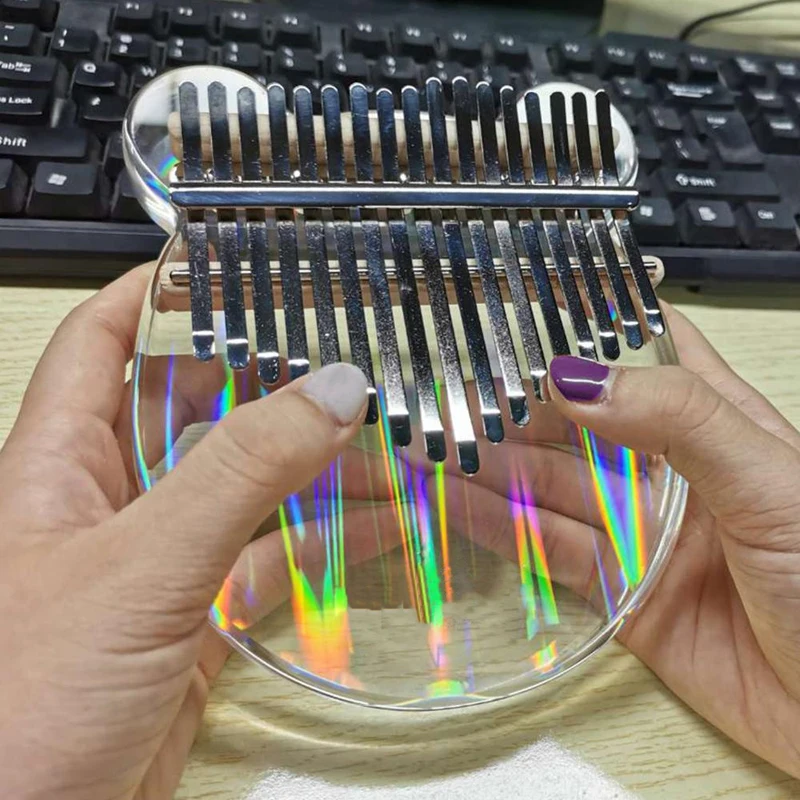 Kalimba 17 Keys Rainbow Acrylic Thumb Piano Starter High-Quality Clear Finger Piano with Case Study Booklet Tune Hammer Stickers