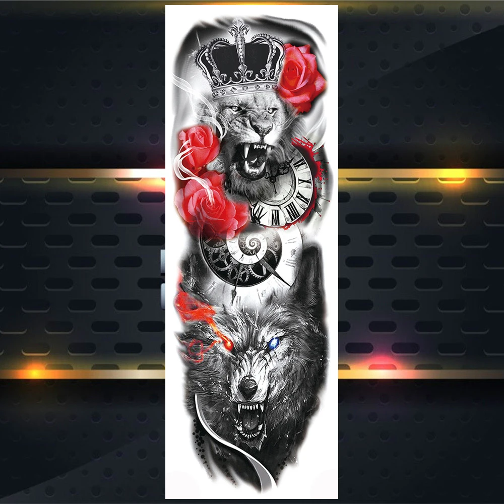 Clash Of Titans Full Arm Temporary Tattoo For Men Women Gods Battle Warrior Body Art Tattoo Sticker Waterproof Fake Tatoo Knight