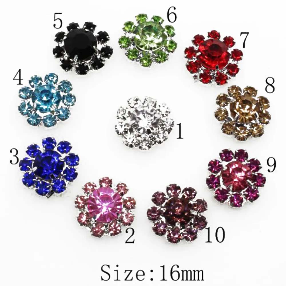 SKYE CIEL Hot Sale 10Pcs/ Pack 16mm Round Rhinestone Buttons Clothing Metal Brass Button DIY Craft Supplies Wedding Decoration