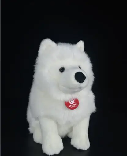 Novo brinquedo branco samoyed brinquedo de pelúcia adorável cão agachamento boneca macia crianças brinquedo decoração presente aniversário h1978