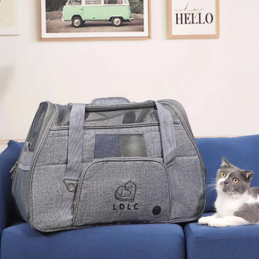 

Pet Carrier Cat Handbag Breathable Oxford Fabric See-Through Mesh Puppy Kitten Travel Single Shoulder Bag Cat Carrying Supplies