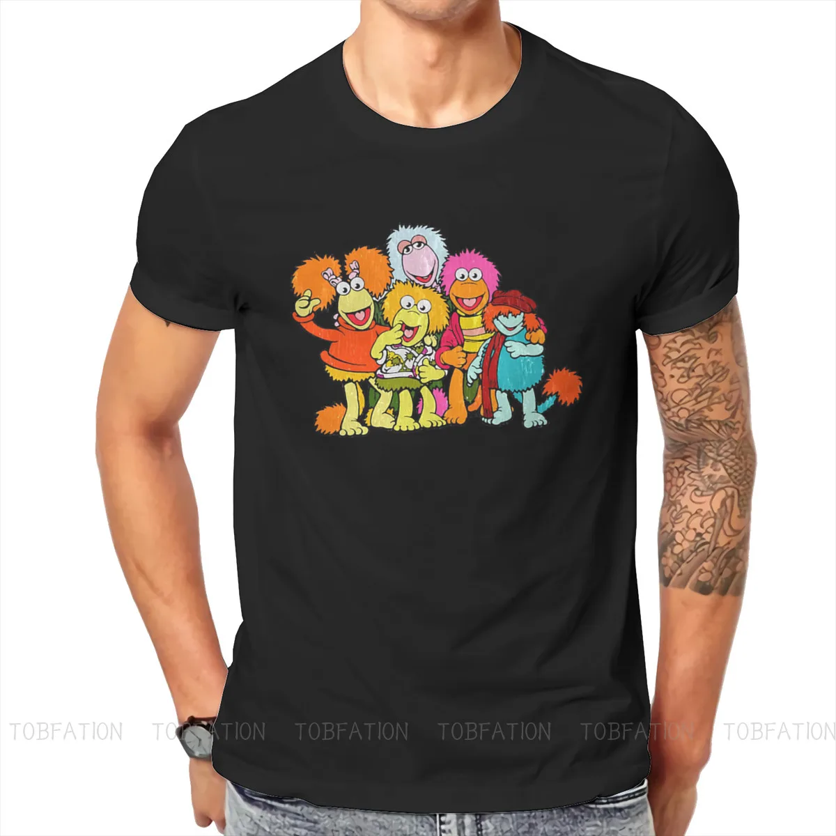 Fraggle Rock 80s TV Show Characters T Shirt Vintage Graphic Teenager Summer Loose Cotton Men's Tops Harajuku O-Neck TShirt