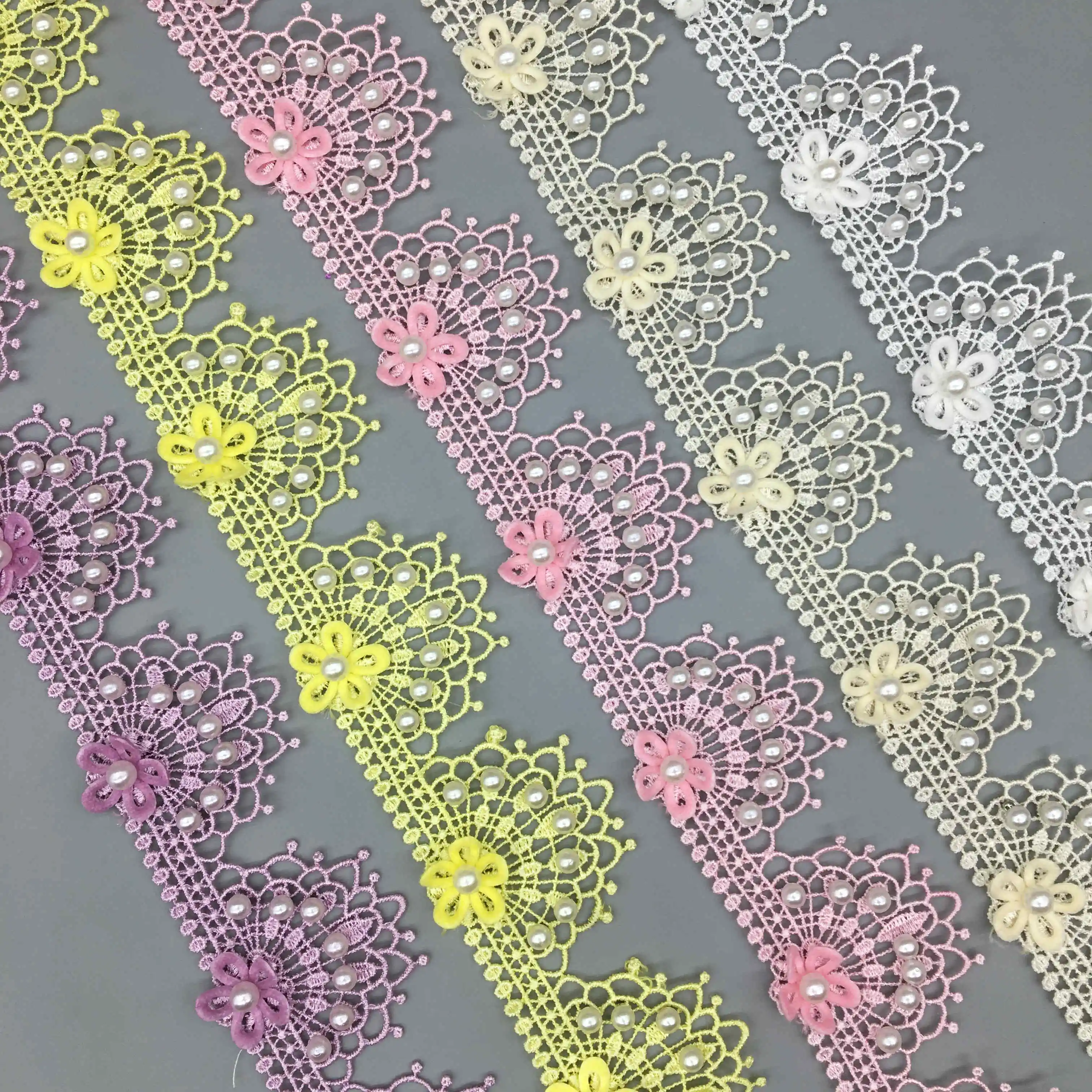 

1 Yard 4cm Peacock Pearl Beaded Flowers Embroidered Lace Trim Ribbon Applique DIY Wedding Dress Sewing Supplies Craft Decoration