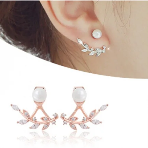 

New Hot Fashion 925 Sterling Silver Crystal leave Earrings for Women Girls Gift Fashion Statement Jewelry 2018