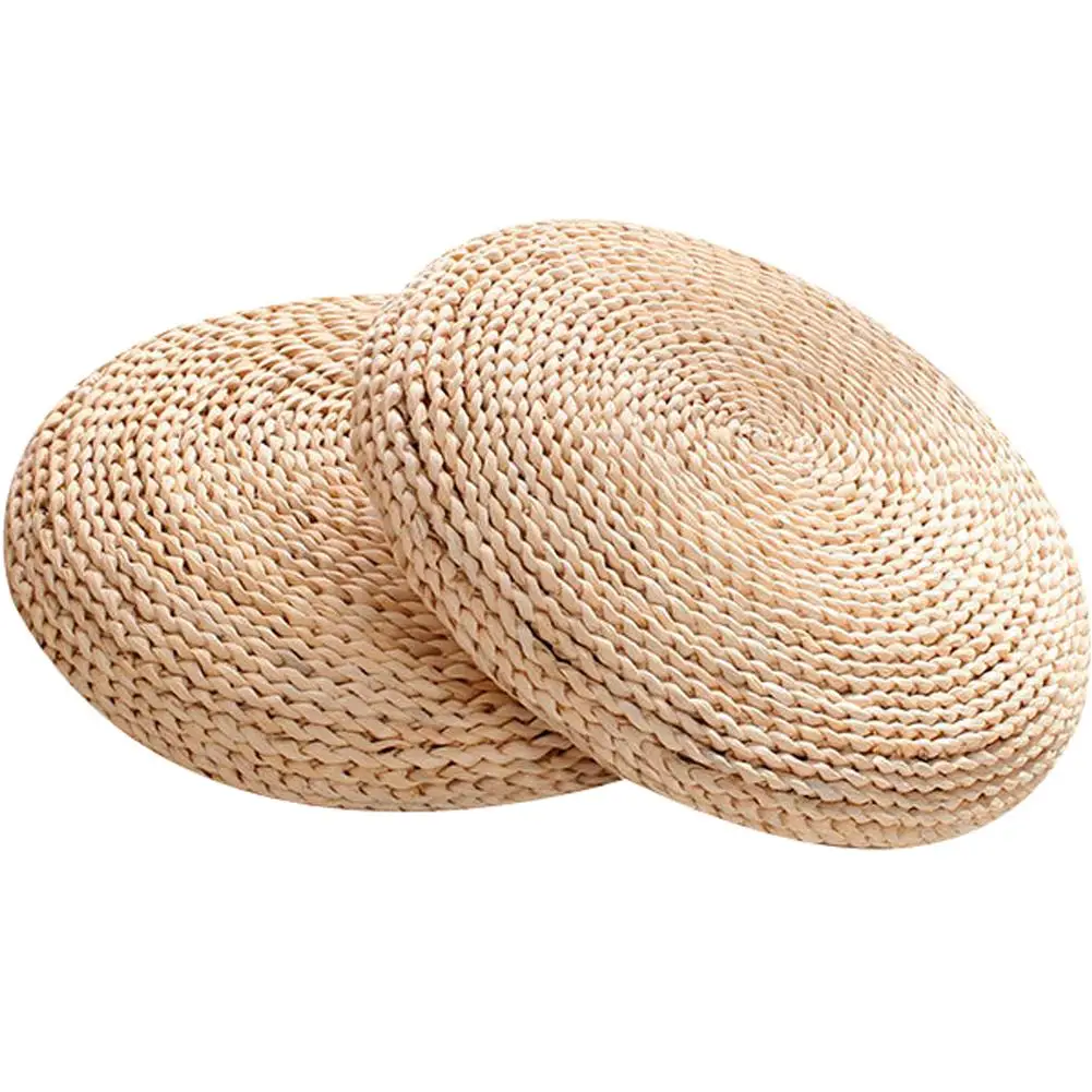 1pc Round Natural Straw Weave Zafu Meditation Yoga Round Mat Zafu Chair Cushion Chair Seat Mat Japanese-style Tatami Cushion