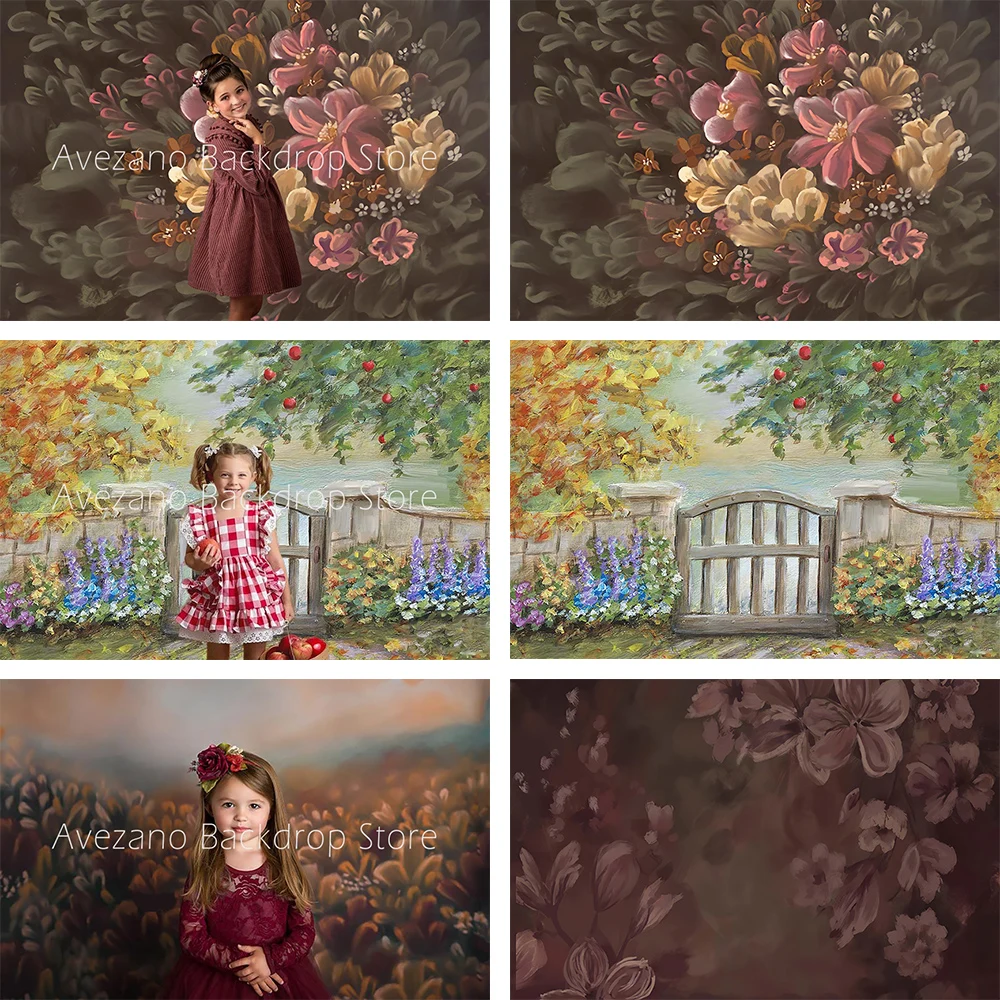 

Avezano Photography Background Birthday Baby Shower Hand Painted Oil Painting Flower Landscape Decor Backdrops Photo Studio