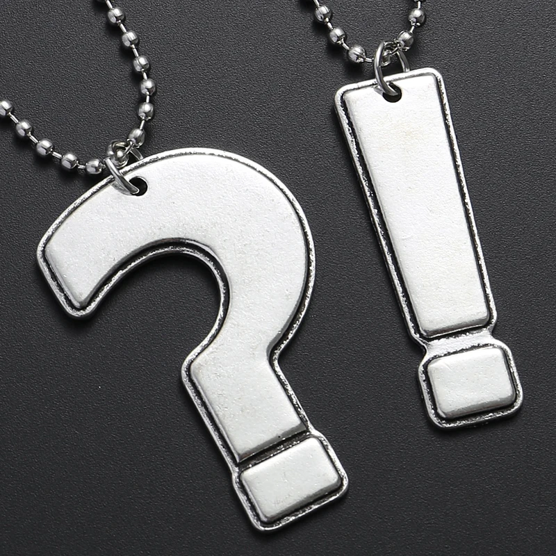 Hip-pop Question Mark Exclamation Point Pendant Necklace Rock Punk Symbol Beads Chain Necklaces For Women Men Handmade Jewelry