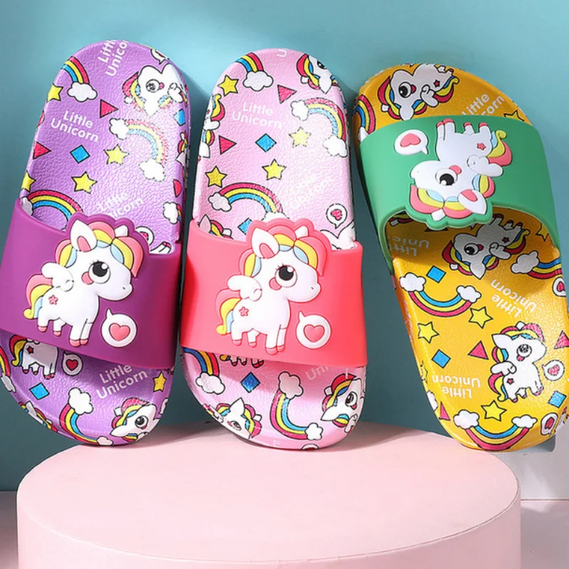 Unicorn Slippers for Boy Girl Beach Shoes Summer Toddler Animal Kids Outdoor Baby Slippers PVC Cartoon Children Slippers CSH1043