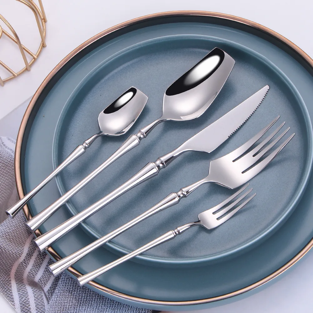 30pcs Dinnerware Set 18/10 Stainless Steel Cutlery Tableware Luxury knife Fork Spoon Western Silverware Kitchen Food Tableware