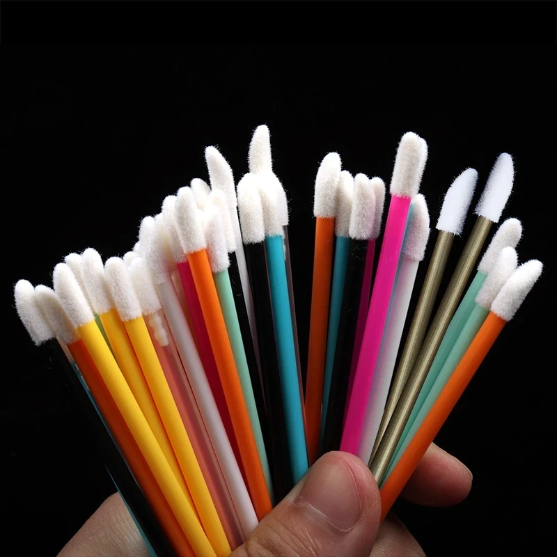 200pcs Disposable Lip Brush Lipstick Gloss stick Microbrush Lip Brushes Wands Cotton Swab Cosmetics Applicator Makeup Tool