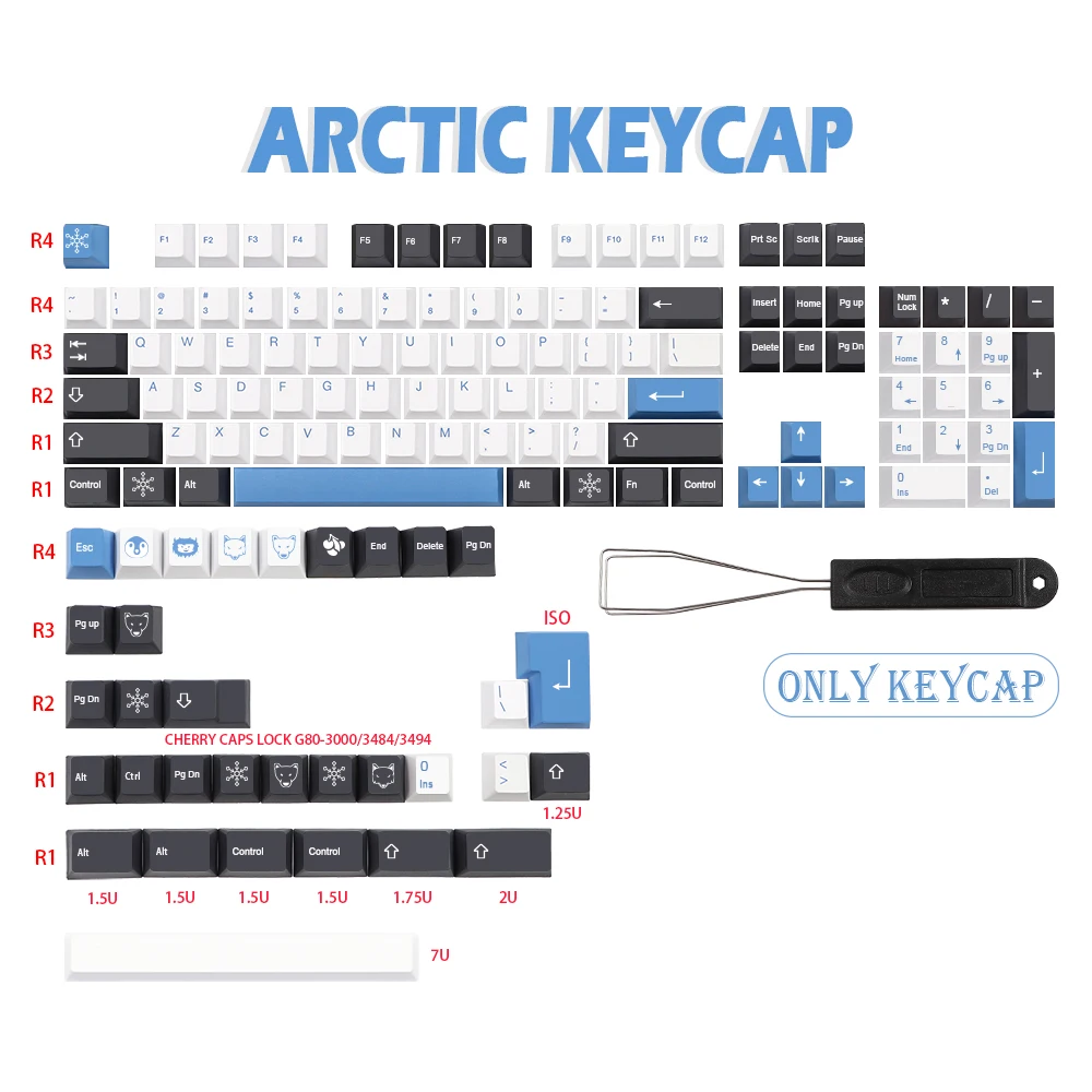 

137 Keys/set Arctic Keycap Cherry Profile PBT Key Cap For MX Switch Mechanical Keyboard Dye Sublimation Keycap iso 7u Space Keys