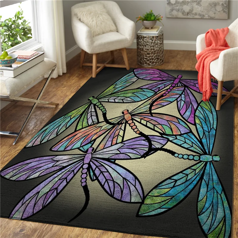 Dragonfly 3D Printed Carpet Mat for Living Room Doormat Flannel Print Bedroom Non-slip Floor Rug 01