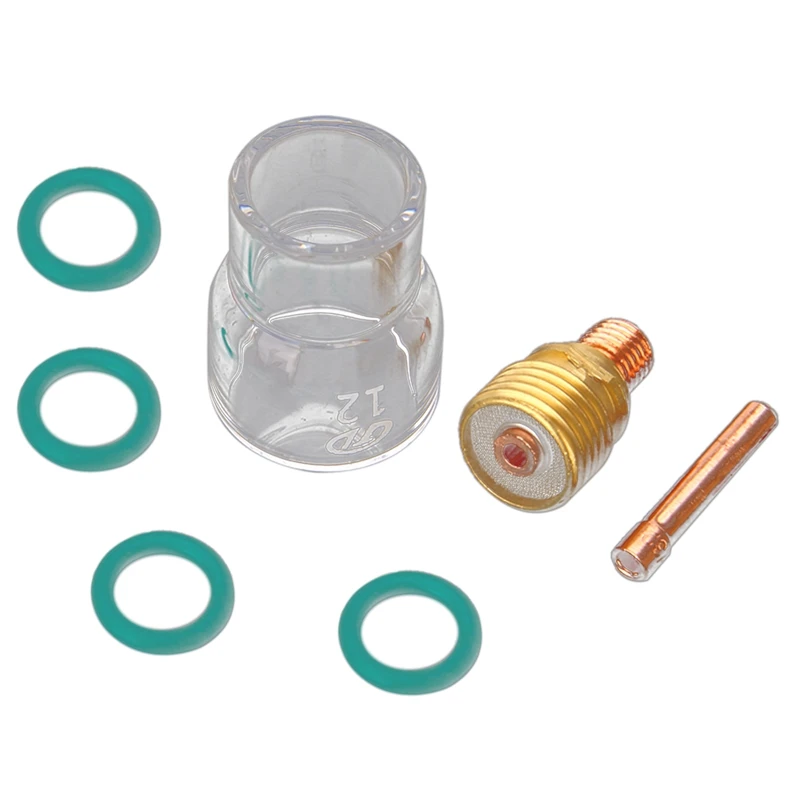 7Pcs/Set #12 Pyrex Glass Cup Kit Stubby Collets Body Gas Lens Tig Welding Torch For Wp-9/ 20/ 25  Welding Accessories